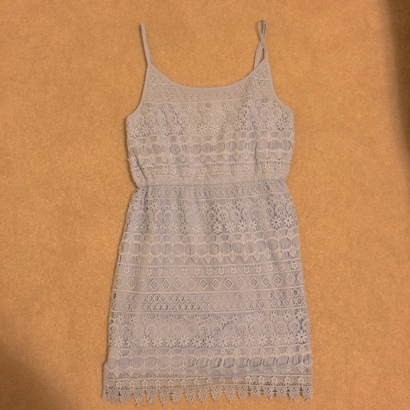 💜H&M Light Blue Mini Lace Patterned Dress - Picture 1 of 8